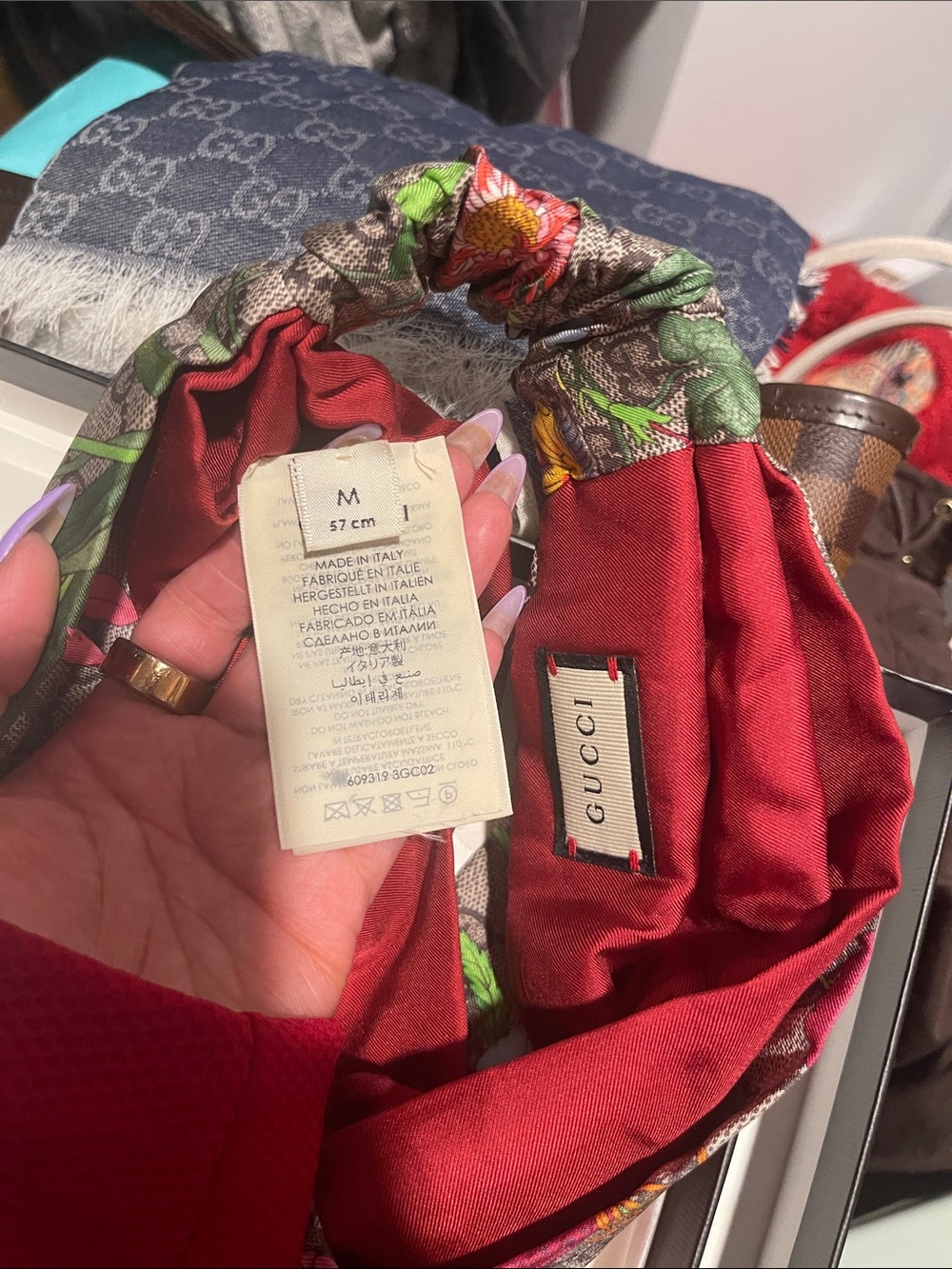 Gucci Multicolor Floral Twist Headband with Red Lining - Picture 6 of 8